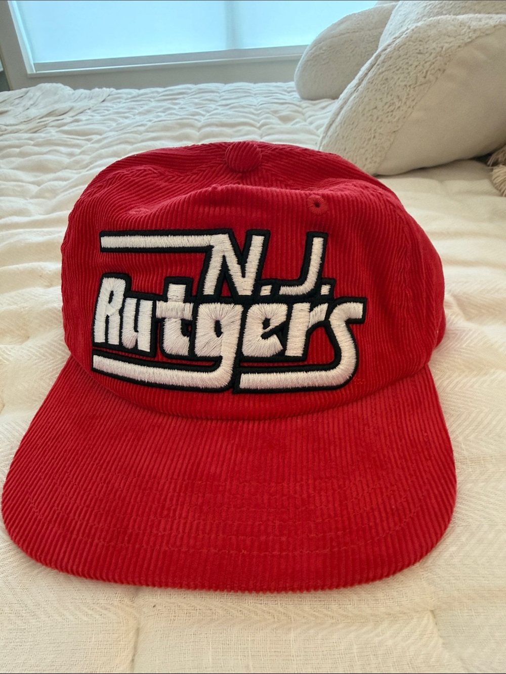 Rutgers NJ Red Corduroy Baseball Cap